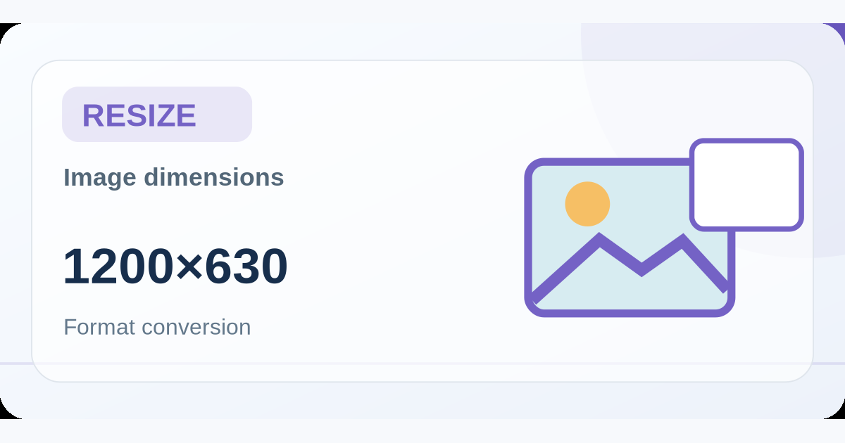 Illustrated interface showing the Image Resizer & WebP Converter tool workflow