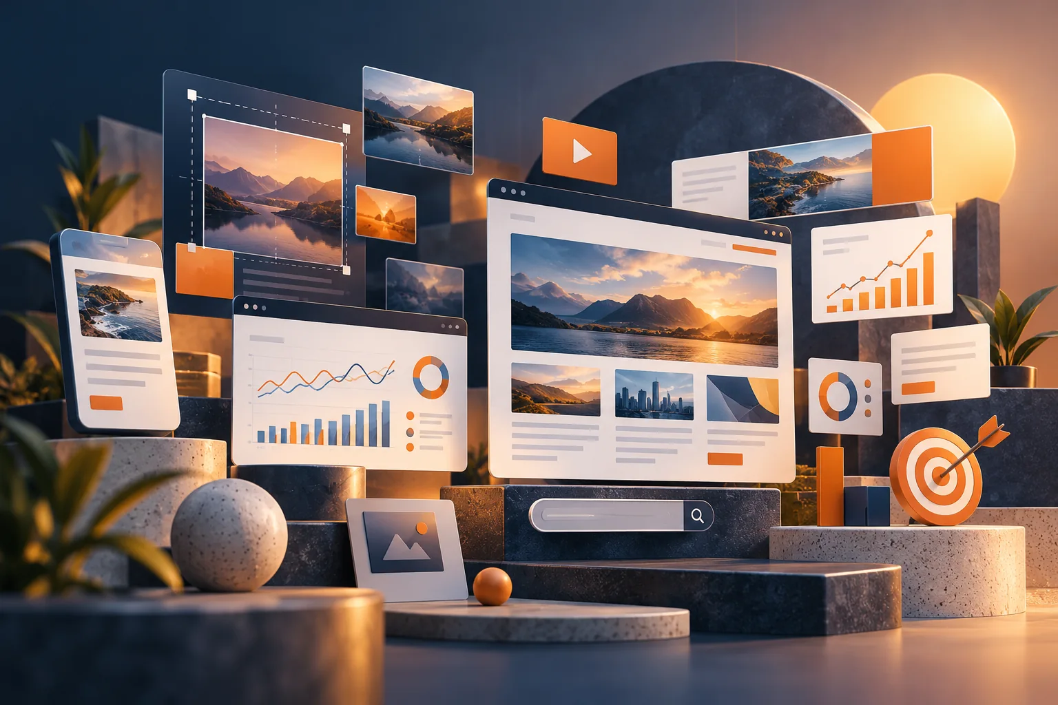 Publishing workspace with media formats, websites and campaign analytics
